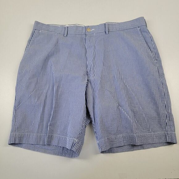 Polo Ralph Lauren Shorts Men’s 40 Blue White Stripe Seersucker Golf - Picture 1 of 9
